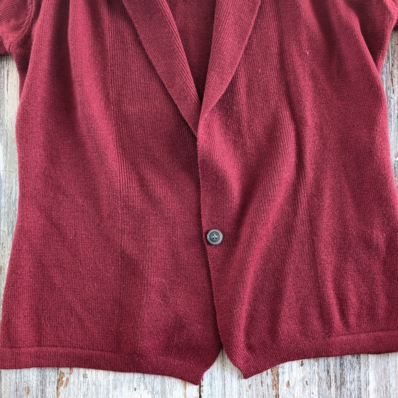 Vintage Merino Wool Red Collared Cardigan Women's Medium - Picture 6 of 8